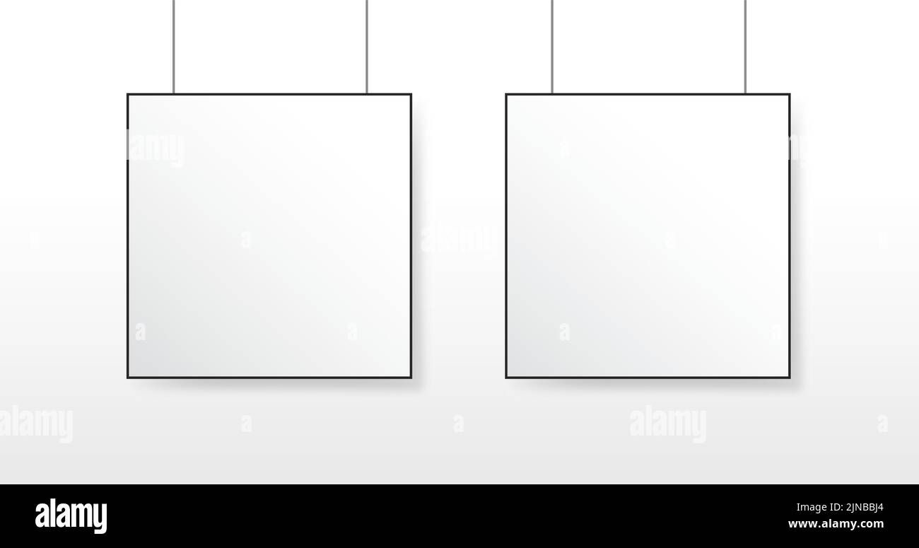 Werbevorlage Für Die Markenidentität In Weißem Quadratischen Leinwandhängen Im Showcase-Mockup Stock Vektor