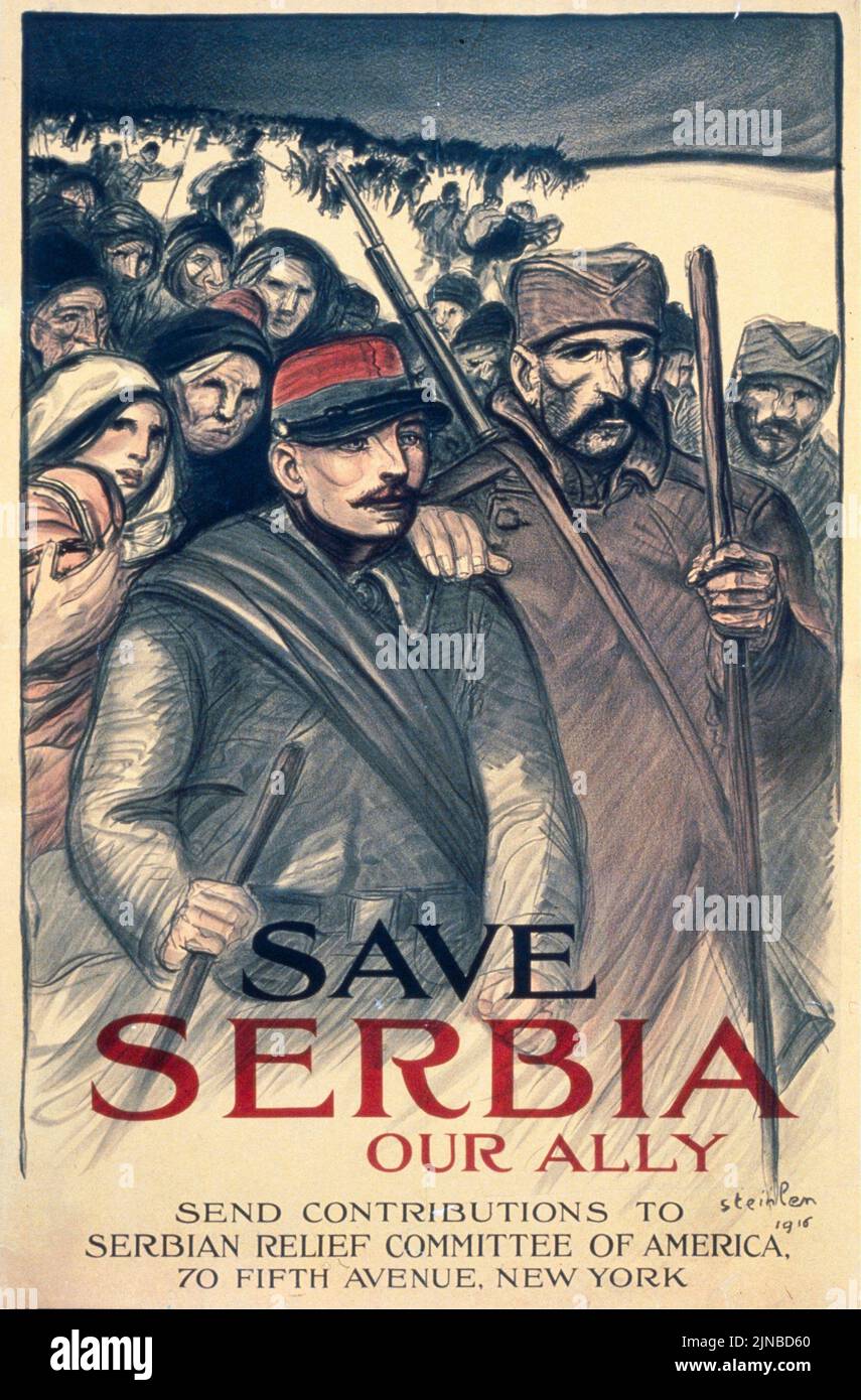 Save Serbia Our Verbündeter, Serbic Relief Committee of America (1918) Poster aus der Zeit des Ersten Weltkriegs von Théophile Alexandre Steinlen Stockfoto