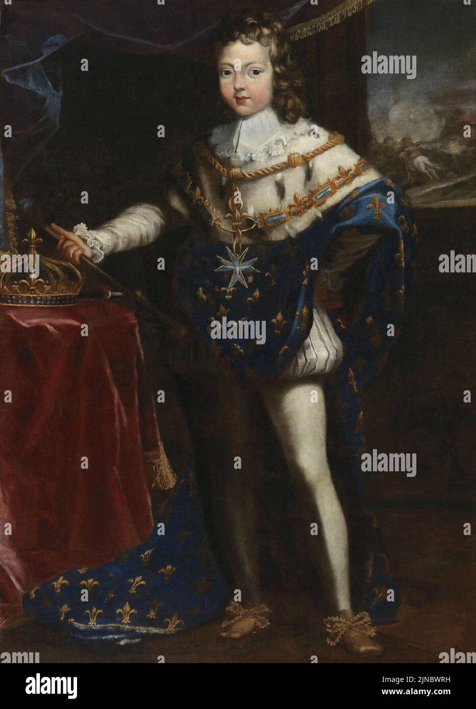 Testelin, zugeschrieben - Louis XIV als Kind in Krönung Kleid Stockfoto