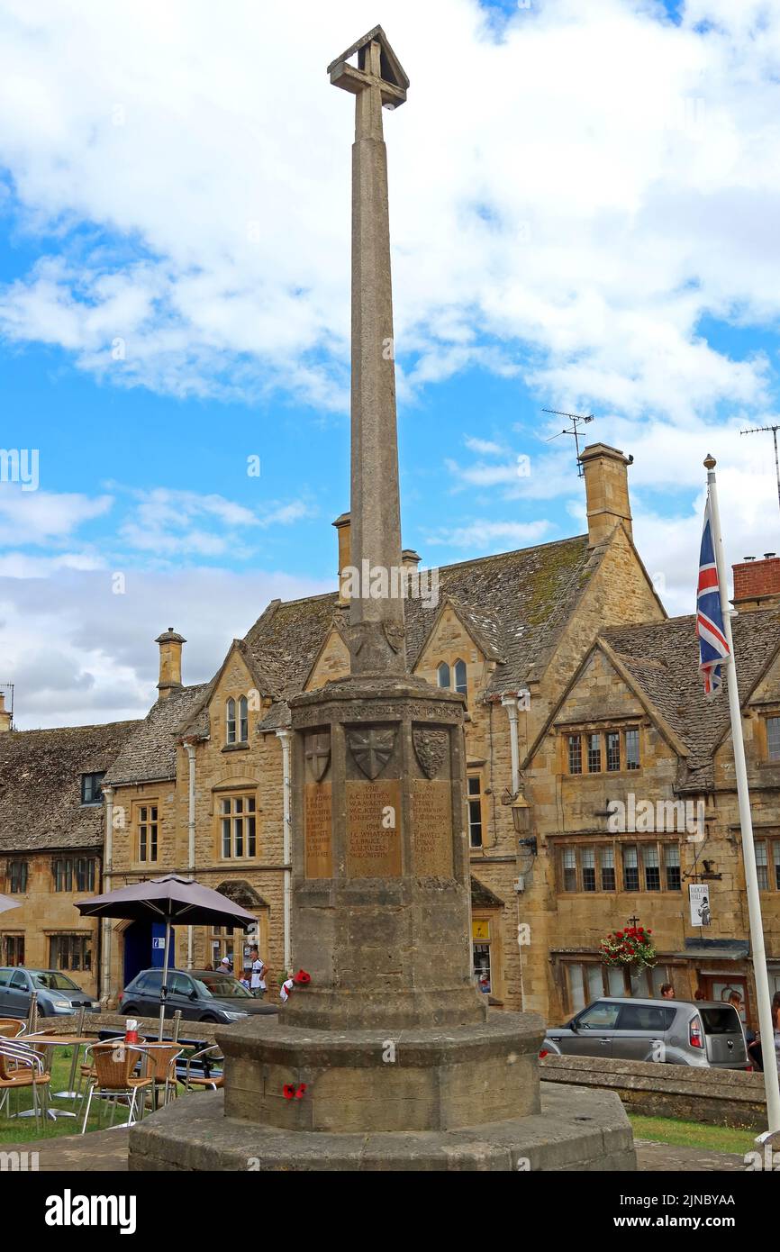 Der alte historische Marktplatz, Chipping Campden, Cotswolds, Gloucestershire, England, UK, GL55 6AT Stockfoto