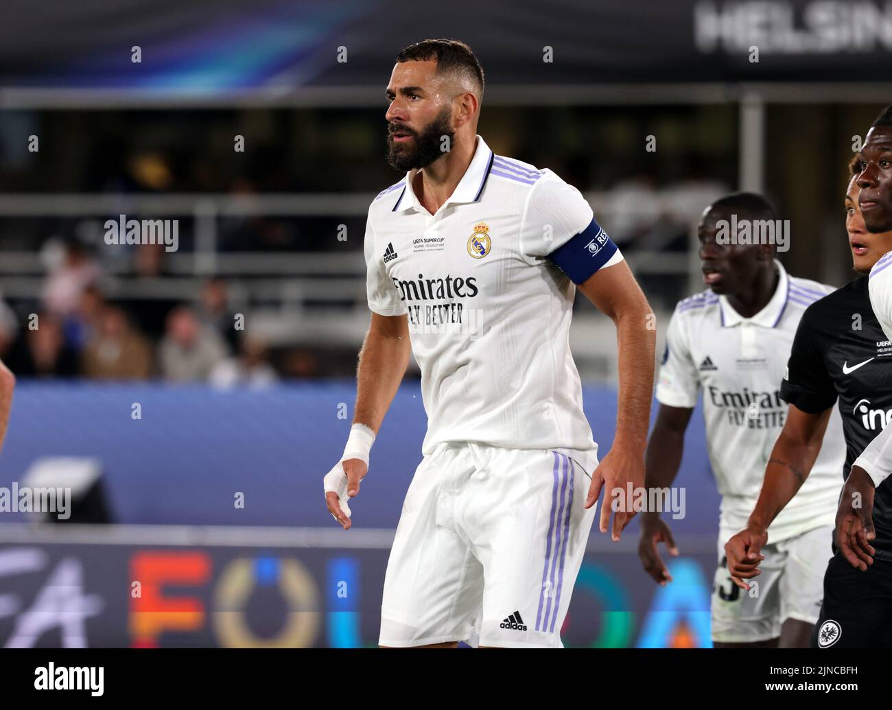 Helsinki, Finnland. 10. August 2022. 10,8.2022, Olympiastadion/Olympiastadion, Helsinki. UEFA Super Cup 2022. Real Madrid / Eintracht Frankfurt Karim Benzema - Real Madrid Credit: Aflo Co. Ltd./Alamy Live News Stockfoto