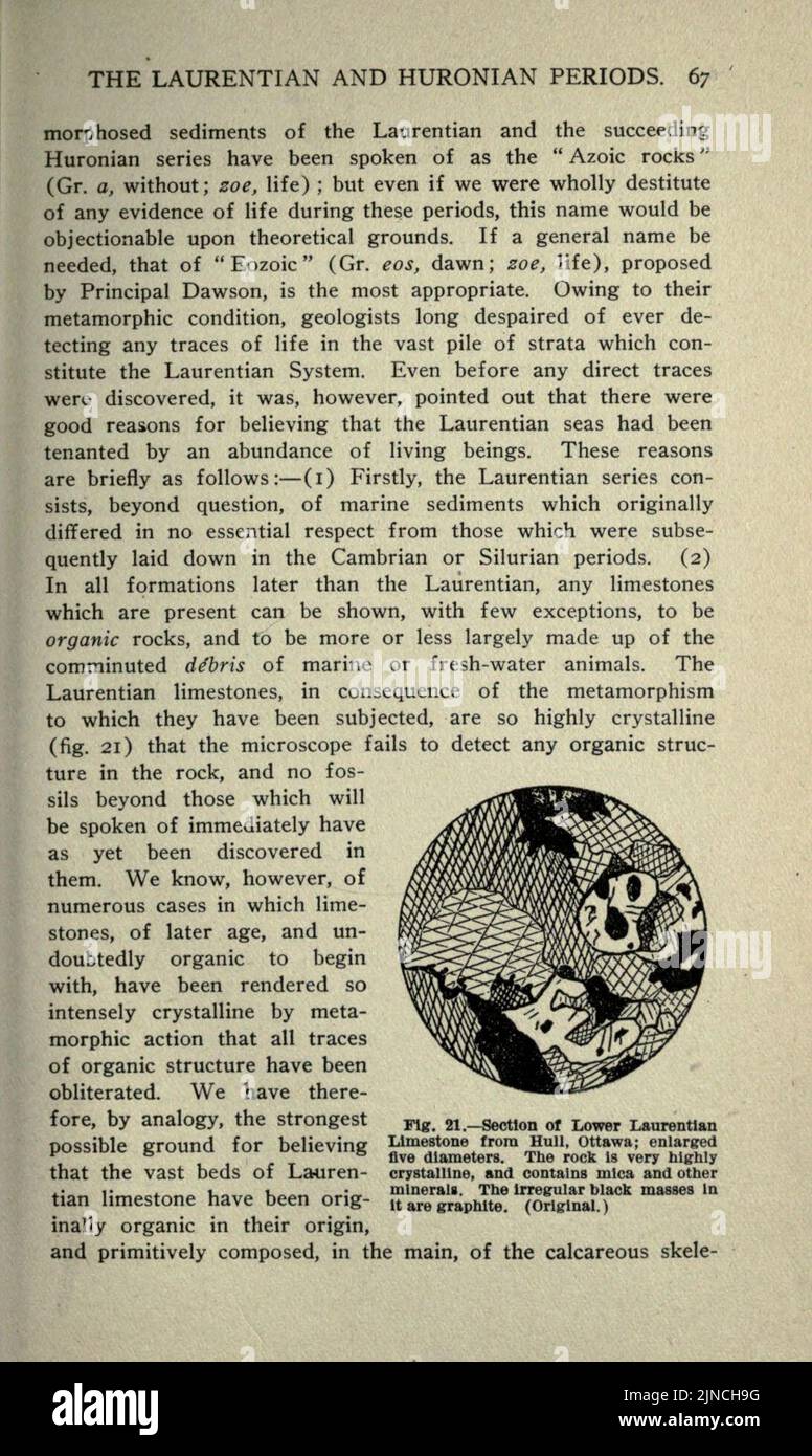 Die alte Lebensgeschichte der Erde (Seite 67) Stockfoto