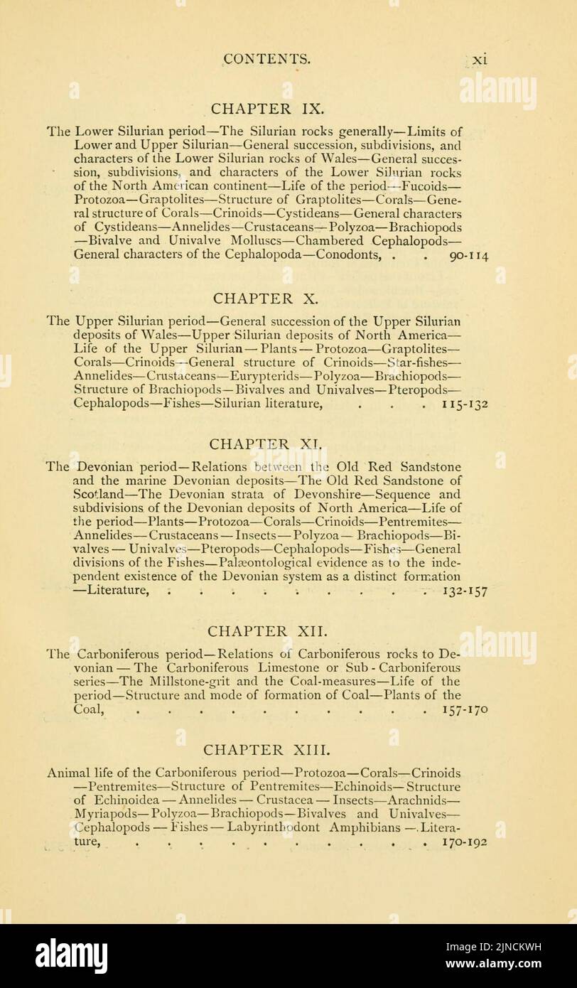 Die alte Lebensgeschichte der Erde (Seite xi) Stockfoto