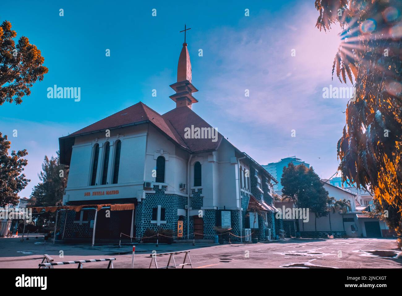 In der Nähe von Lawang Sewu Wahrzeichen, gibt es Gereja Sub Tutela Matris (Kirche) genommen @Semarang, Central Java, Indonesien Stockfoto