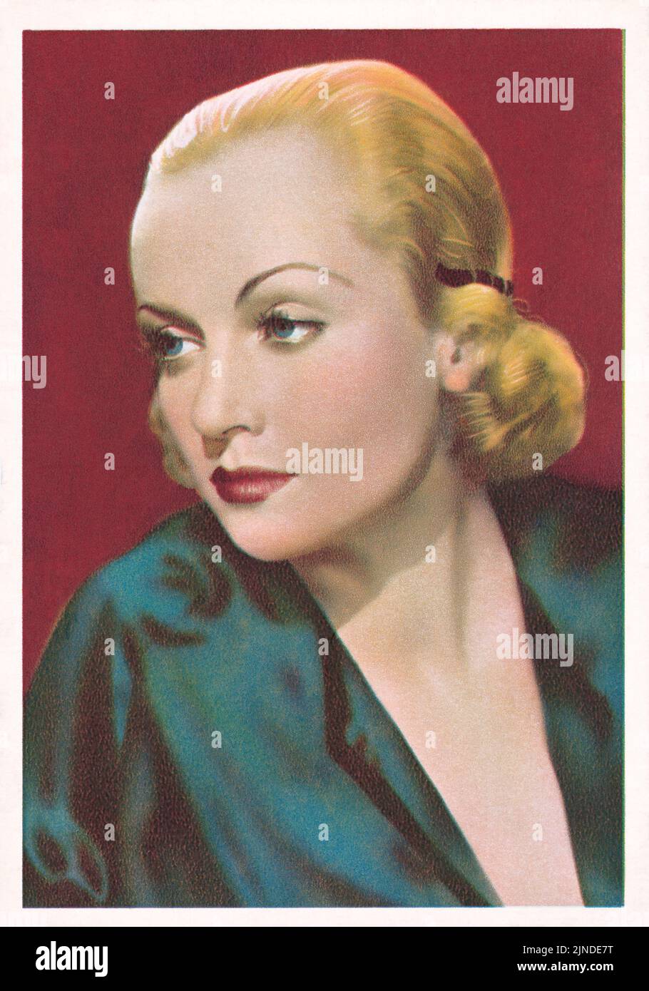 Schauspielerin Carole Lombard auf einer alten De Reszke Zigarettenkarte. Stockfoto