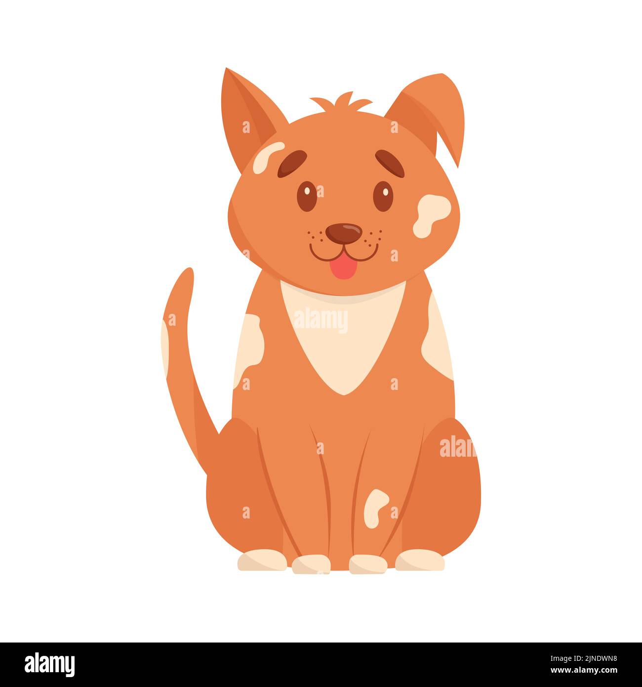 Netter Hund. Häusliche, lustige Hund isoliert auf weißem Hintergrund. Flache Vektorgrafik. Stock Vektor