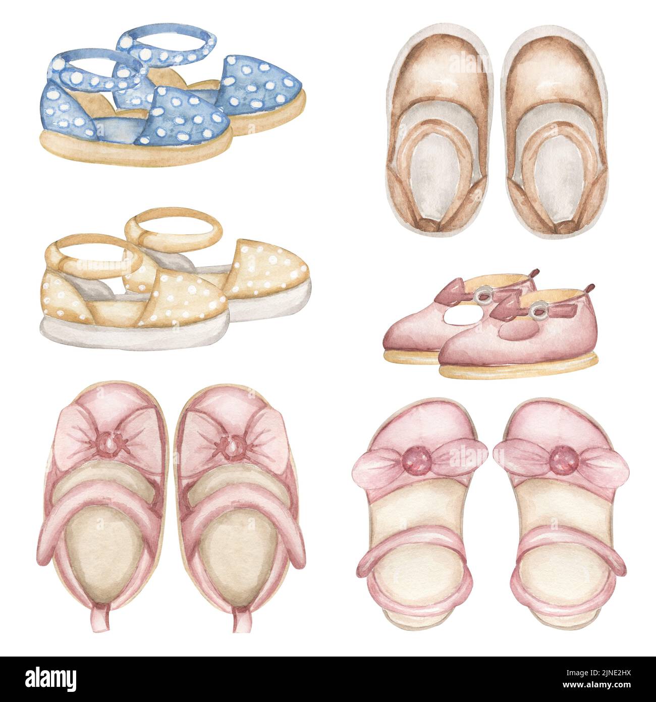  Foto zu Aquarell Kinderzimmer Illustration Set, Kinder Schuhe Clip Art 