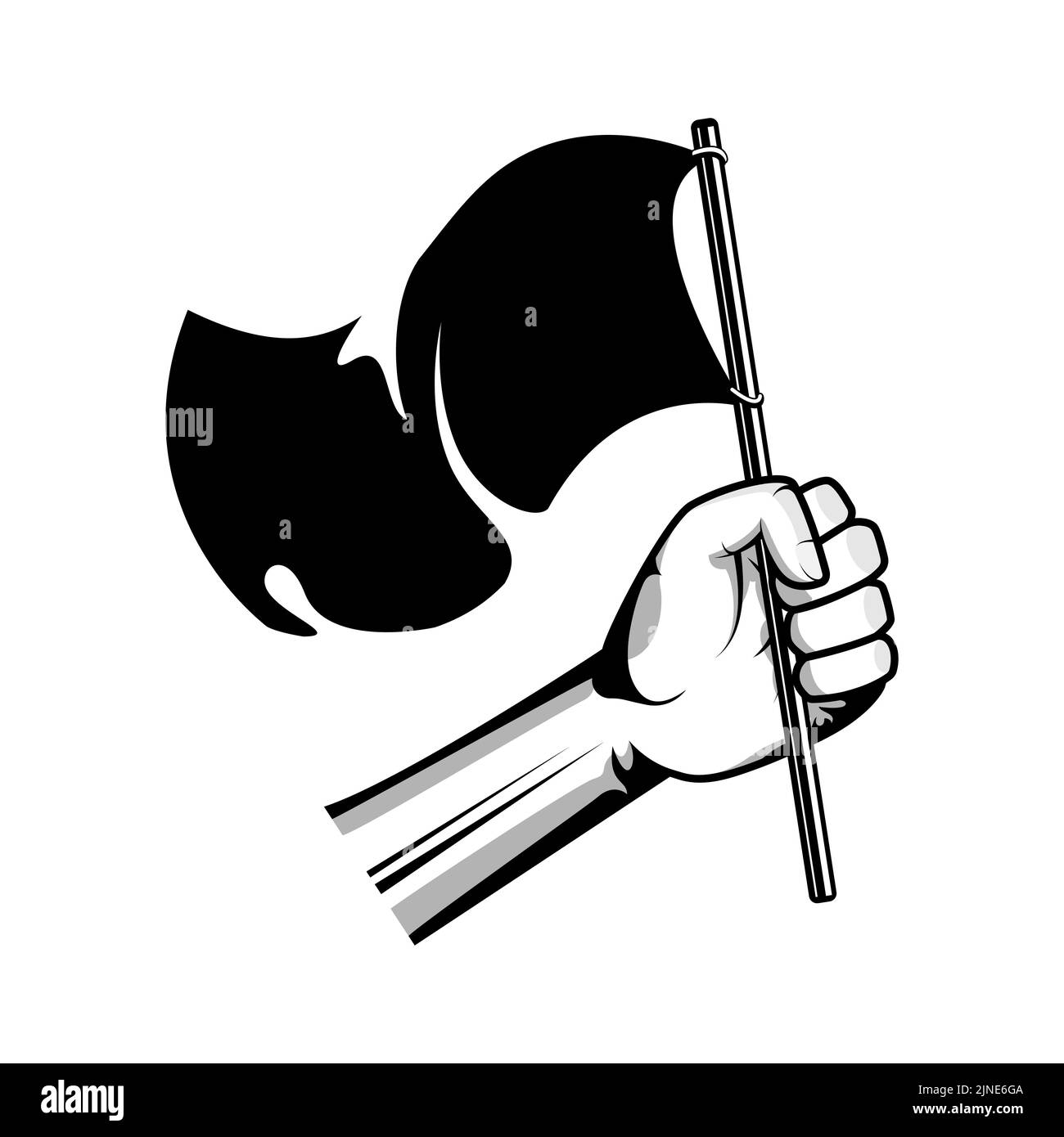 Abbildung der Handhalteflagge isoliert auf weißem Hintergrund Stock Vektor