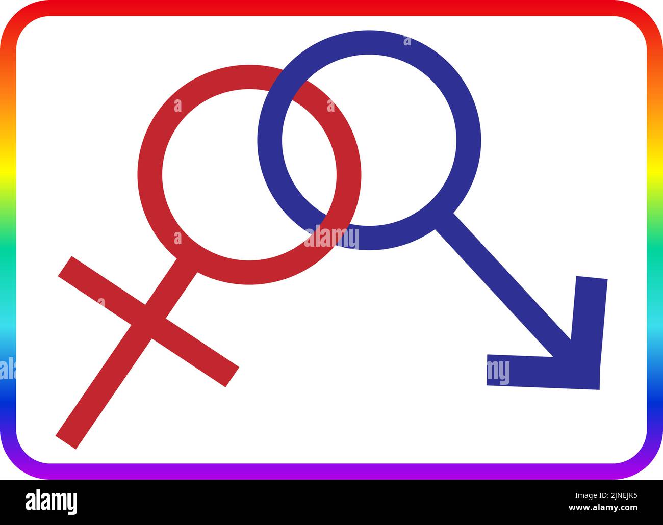 Piktogramm: Männliches und weibliches Paar mit Regenbogenrand Stock Vektor