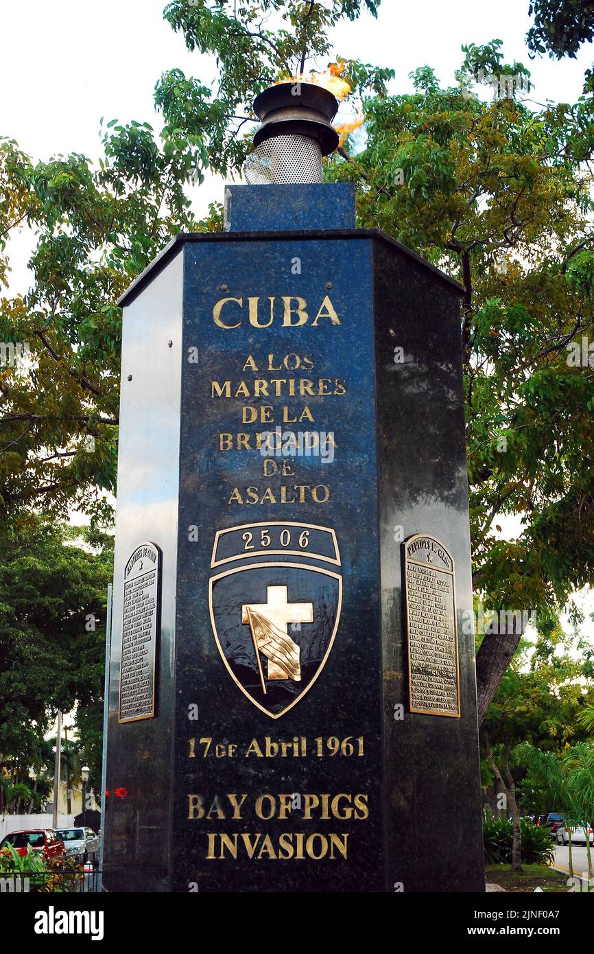 Das Bay of Pigs Memorial in Miami ehrt die getöteten Kubaner und den gescheiterten Versuch, das Castro-Regime im Jahr 1961 zu stürzen Stockfoto