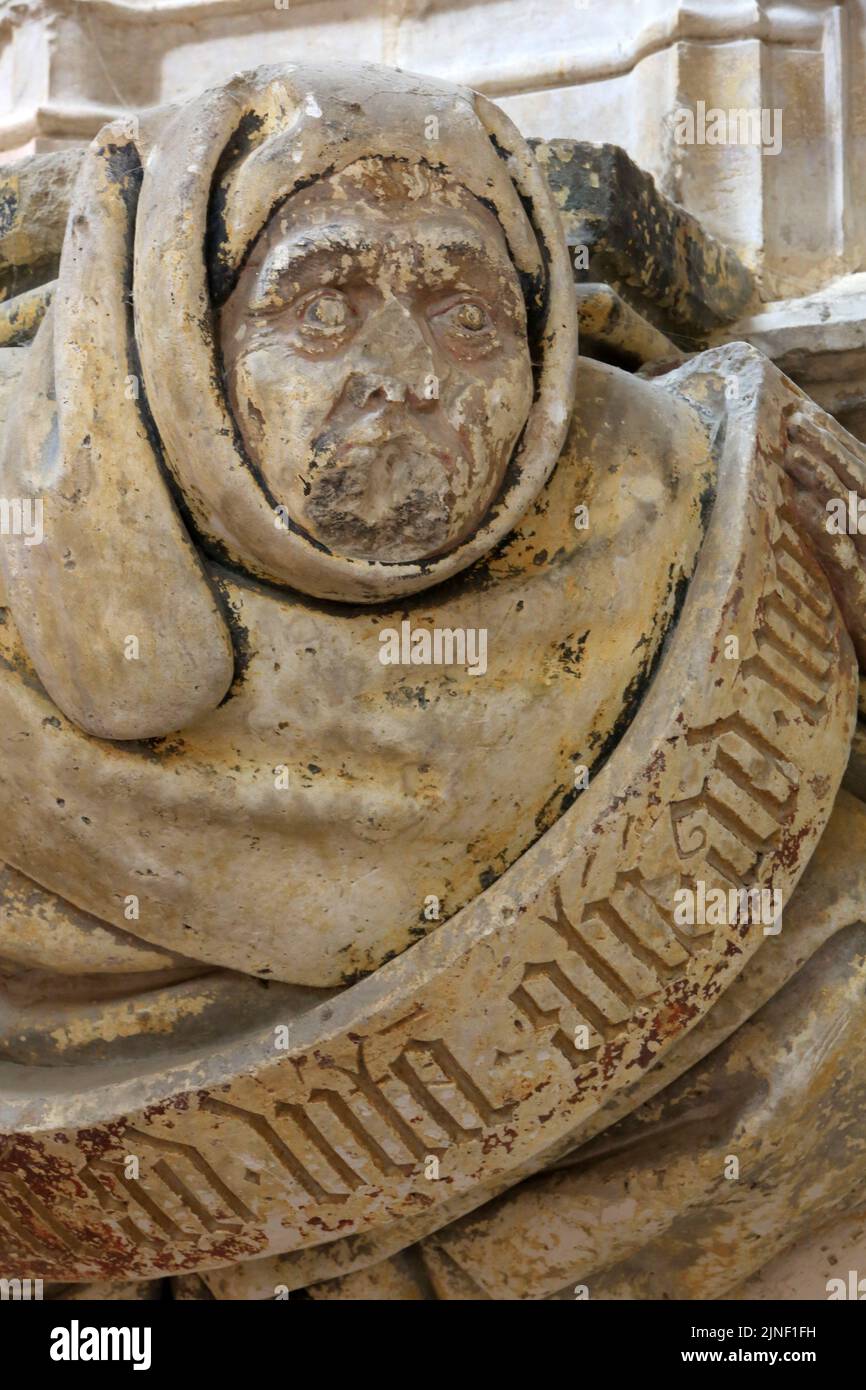 Ezéchiel. Prophète. Skulptur. Polychrom. Chapelle Jean de Bourbon. Abbatiale Saint-Pierre et Saint-Paul. Cluny. Saône-et-Loire. Bourgogne. Frankreich. E Stockfoto