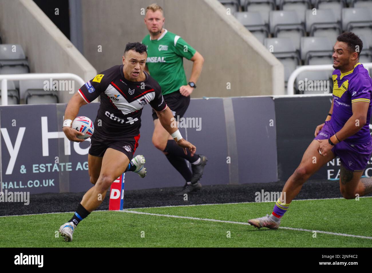 Newcastle upon Tyne, England, 7. August 2022. Paul Ulberg erzielte einen Versuch für London Broncos gegen Newcastle Thunder in der Betfred Championship im Kingston Park. Quelle: Colin Edwards. Stockfoto