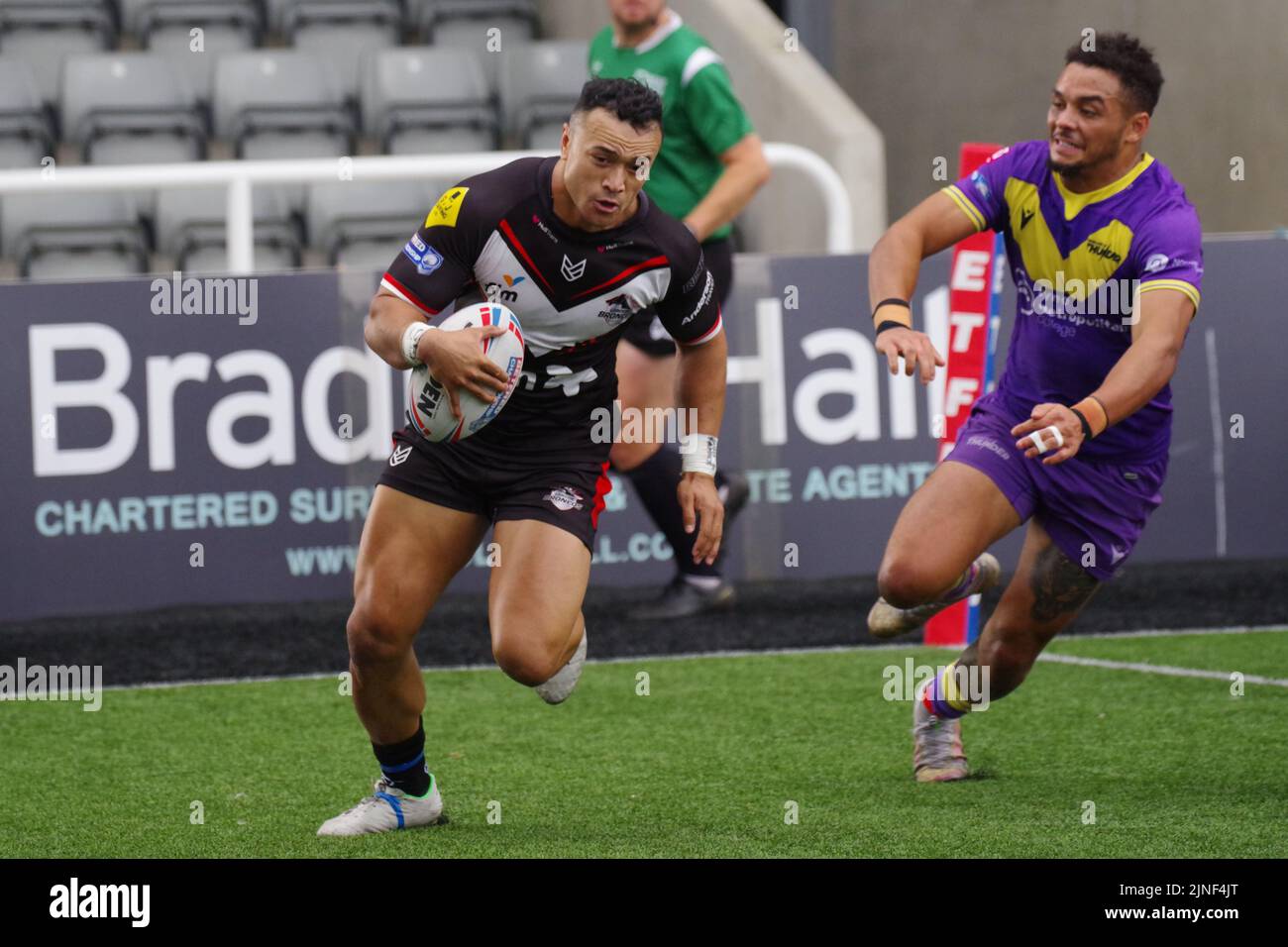 Newcastle upon Tyne, England, 7. August 2022. Paul Ulberg erzielte einen Versuch für London Broncos gegen Newcastle Thunder in der Betfred Championship im Kingston Park. Quelle: Colin Edwards. Stockfoto