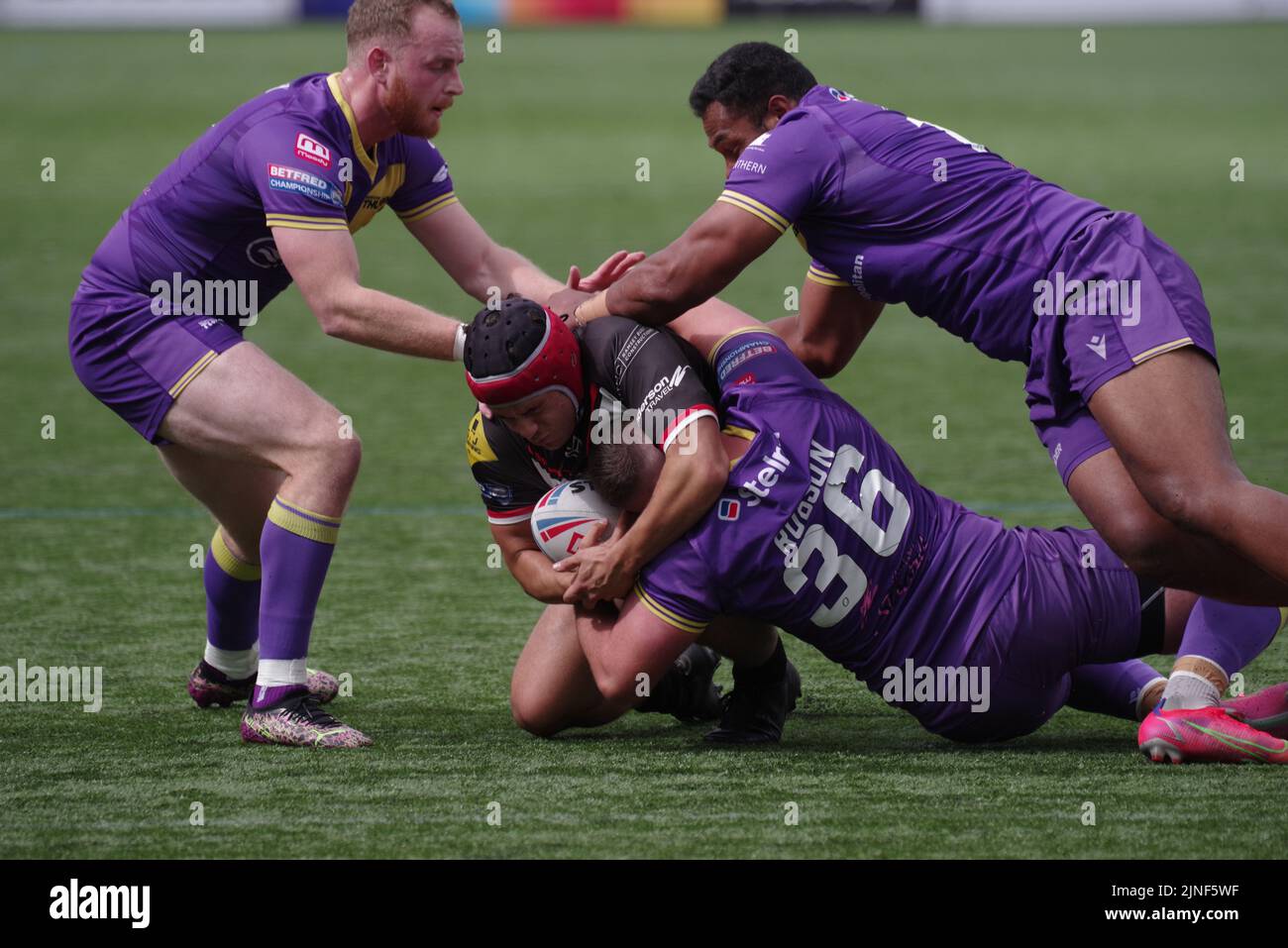Newcastle upon Tyne, England, 7. August 2022. Ellis Robson spielt bei der Betfred Championship im Kingston Park für Newcastle Thunder gegen Oliver Leyland aus London Broncos. Quelle: Colin Edwards Stockfoto