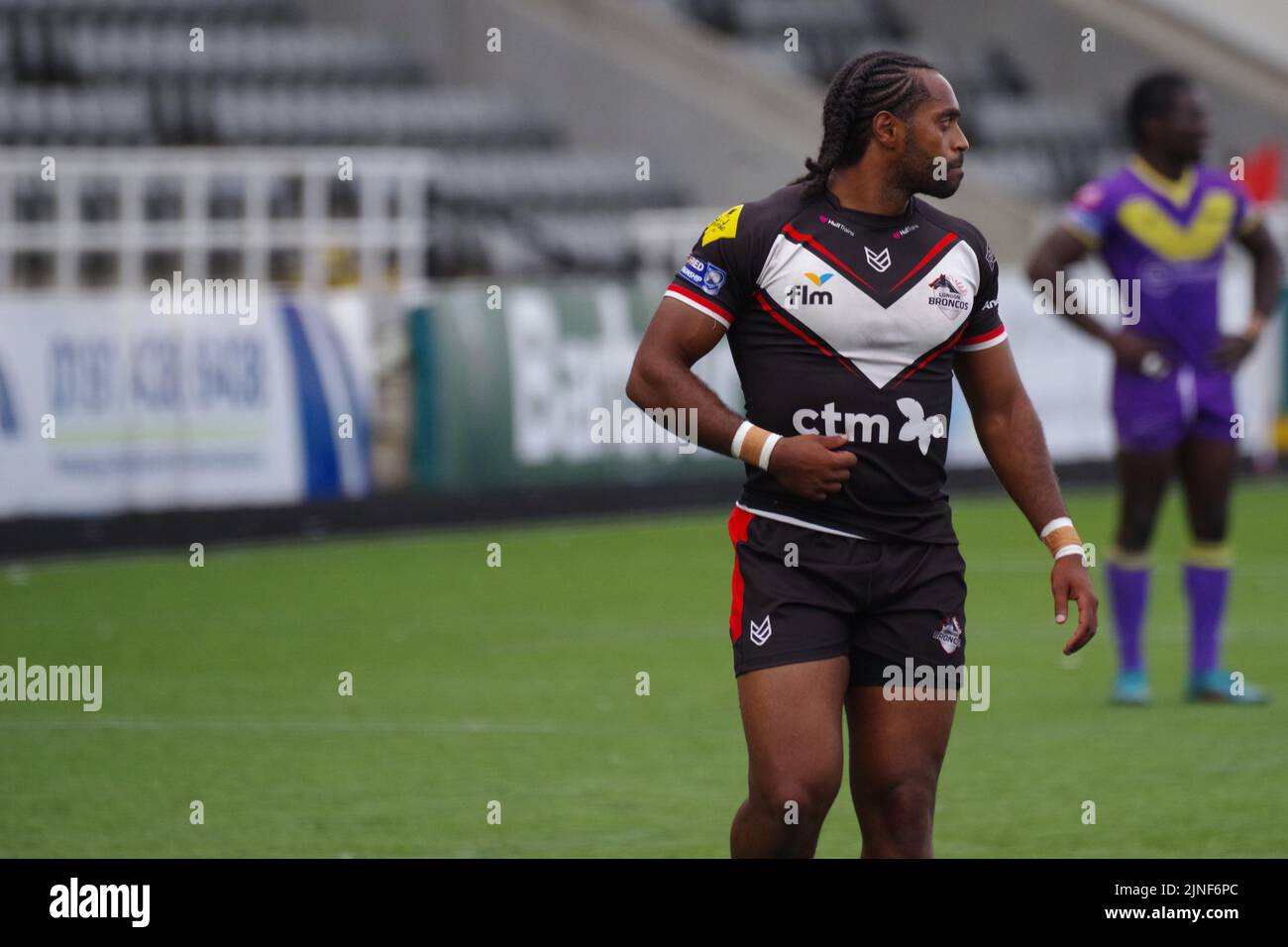 Newcastle upon Tyne, England, 7. August 2022. Iliess Macani spielt für London Broncos gegen Newcastle Thunder bei der Betfred Championship im Kingston Park. Quelle: Colin Edwards Stockfoto