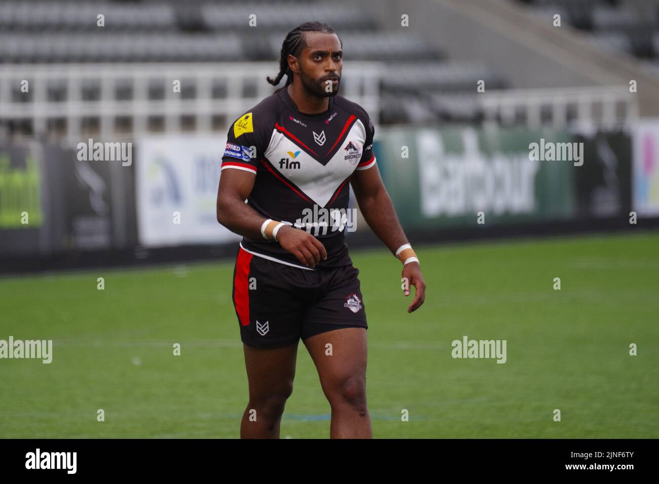 Newcastle upon Tyne, England, 7. August 2022. Iliess Macani spielt für London Broncos gegen Newcastle Thunder bei der Betfred Championship im Kingston Park. Quelle: Colin Edwards Stockfoto