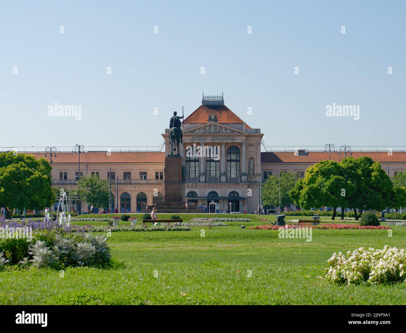 Panoramablick auf den König Tomislav Platz in Zagreb, Kroatien Stockfoto