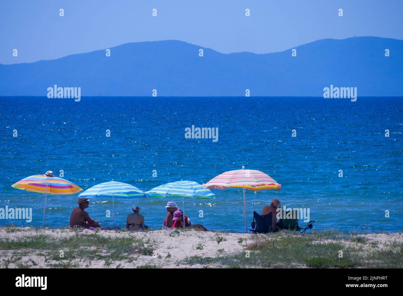 Küste zwischen Thessaloniki und Kavala, Mazedonien, Nordostgriechenland Stockfoto