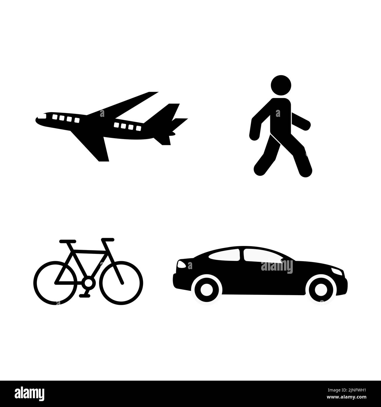 Transportsymbole auf weißen Hintergrund stellen. Vektorelemente, gebrauchsfertig. Stock Vektor