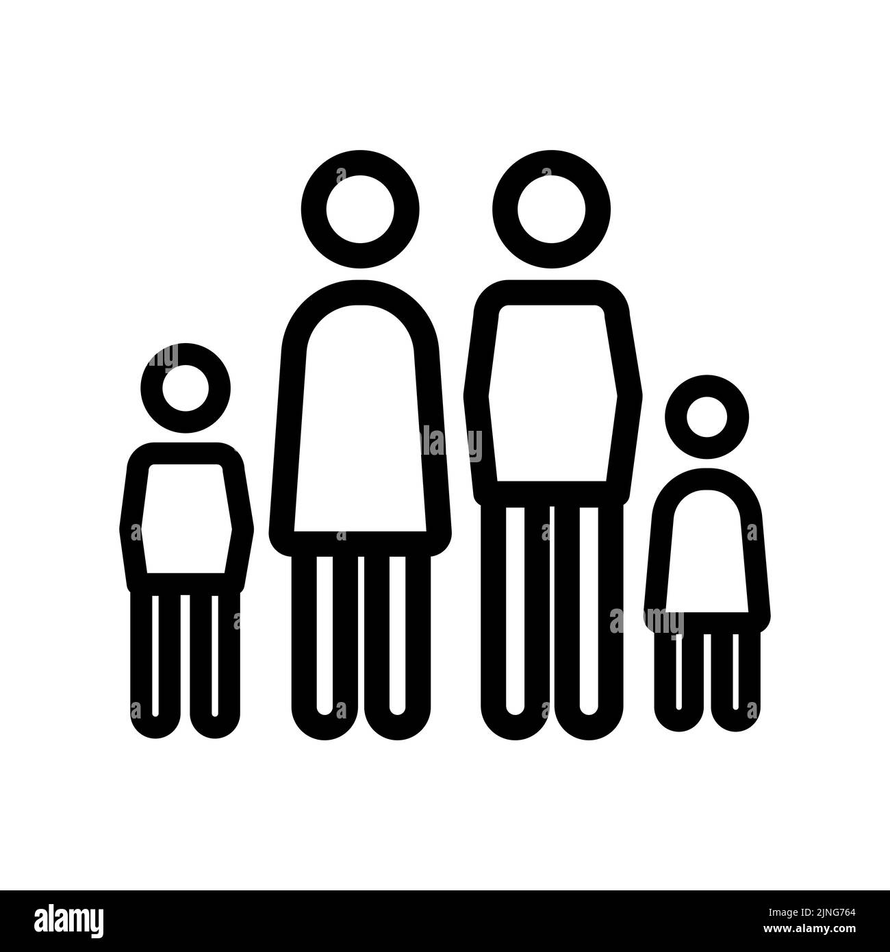 Familiensymbol. Vater, Mutter, Junge und Mädchen. Vektordarstellung für Umrissstil Stock Vektor
