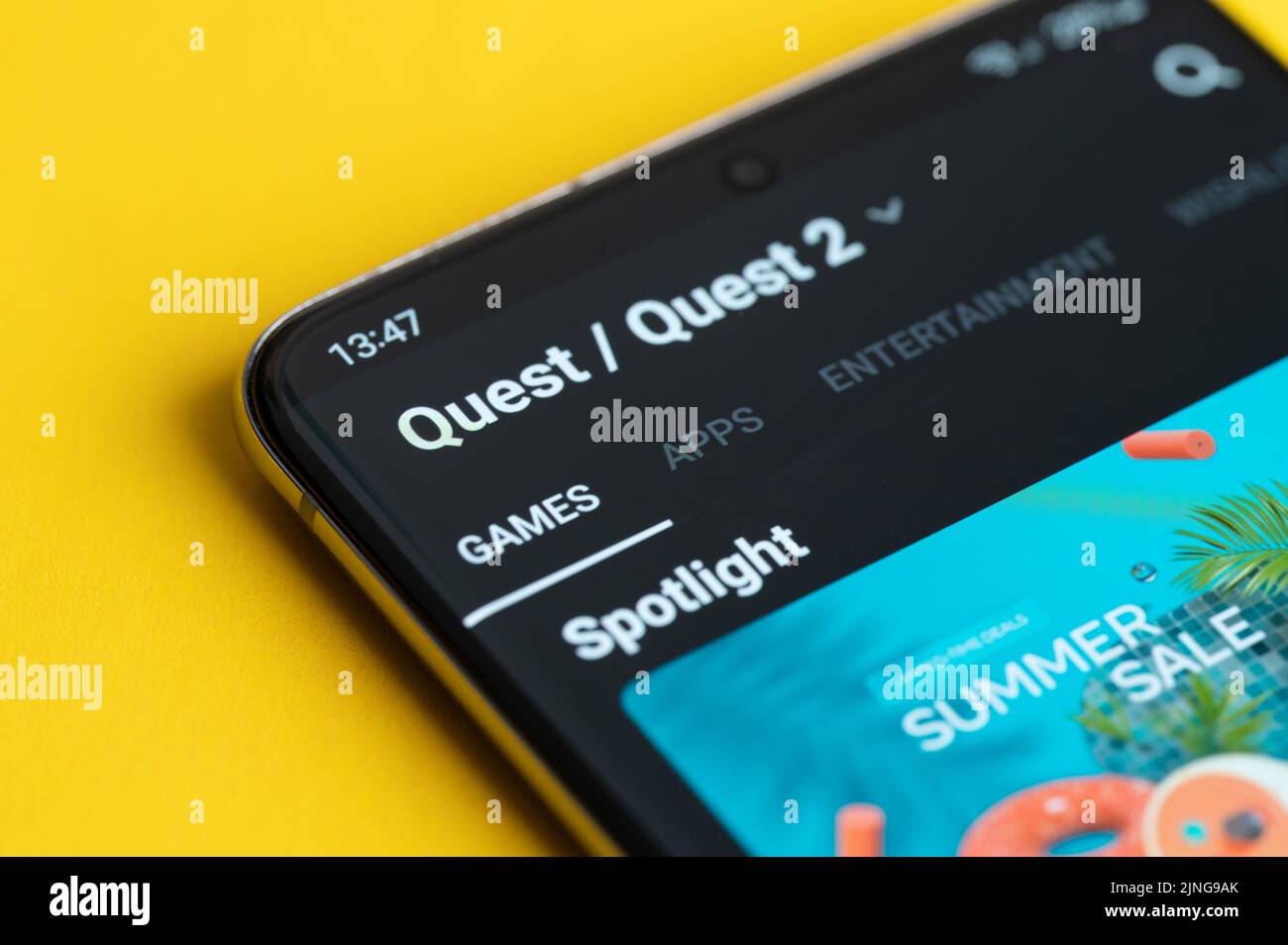 New york, USA - 21. juni 2022: Oculus Quest App aus der Meta-Ansicht auf dem Smartphone-Bildschirm aus der Nahaufnahme Stockfoto