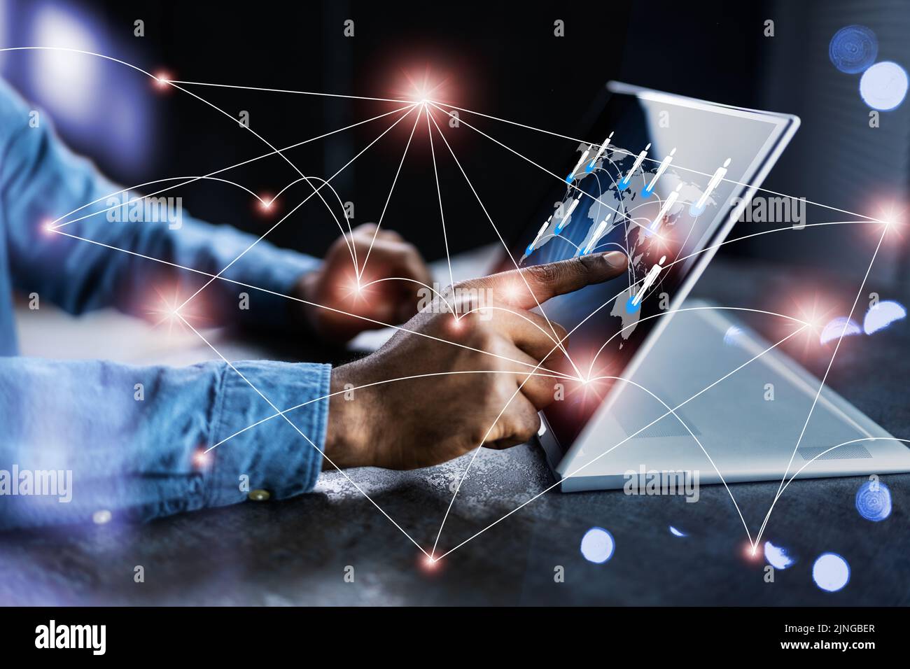 Business Technology Global Network. Personalbeschaffung Und Teamarbeit Stockfoto