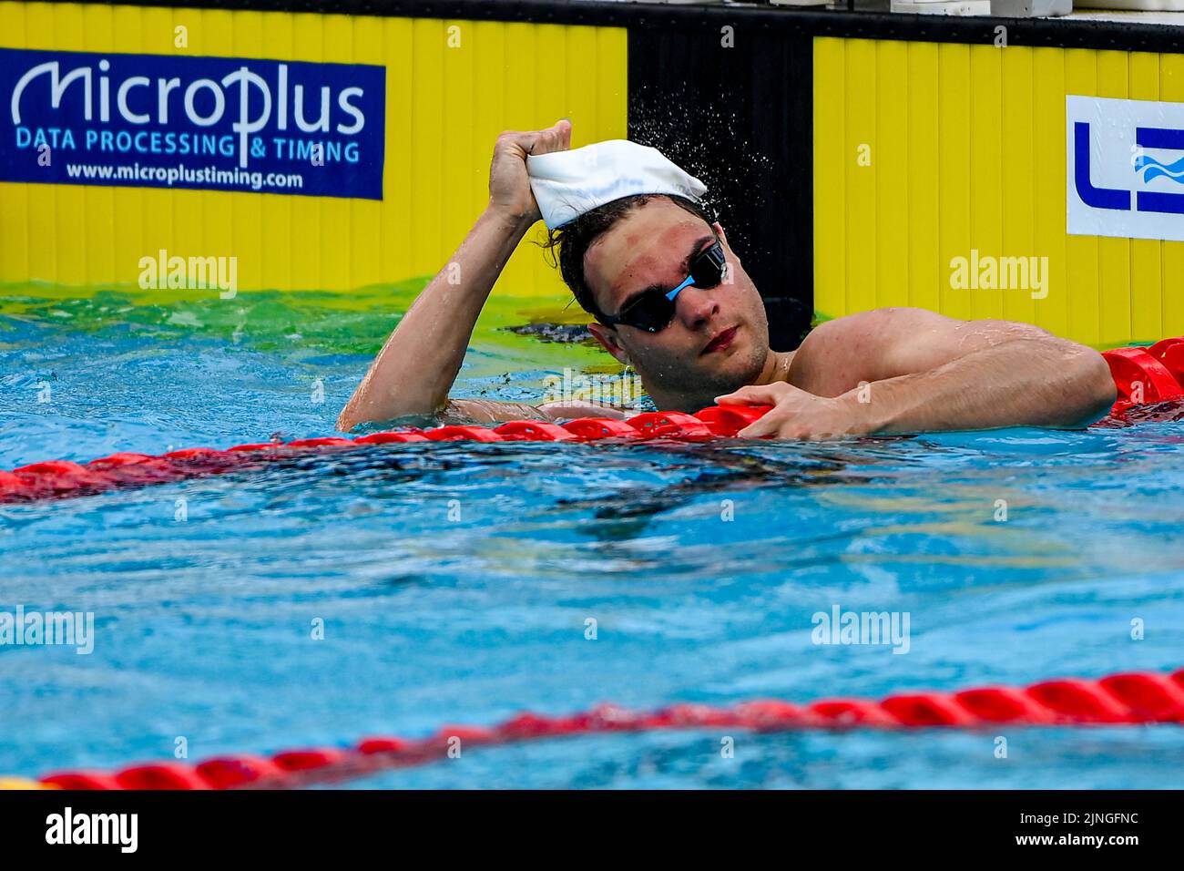 ROM, ITALIEN - 11. AUGUST: Nyls Korstanje aus den Niederlanden tritt am 11. August 2022 beim European Aquatics Roma 2022 im Stadio del Nuoto in Rom, Italien, bei den 50m Butterfly Men an (Foto: Nikola Krstic/Orange Picters) NOCNSF Stockfoto