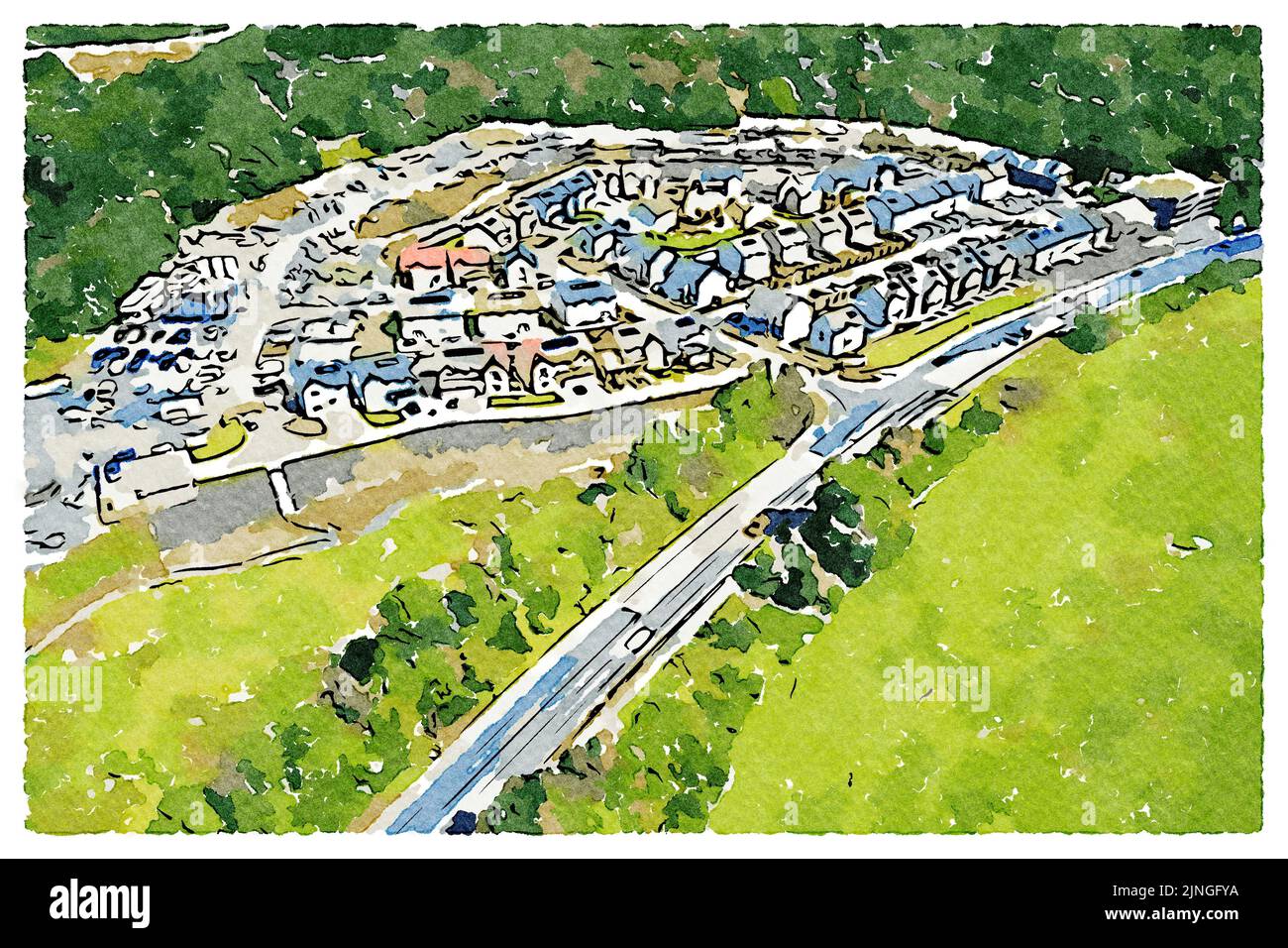 Neue Wohnbauhäuser für eine erhöhte Nachfrage in ländlichen Gebieten Stockfoto