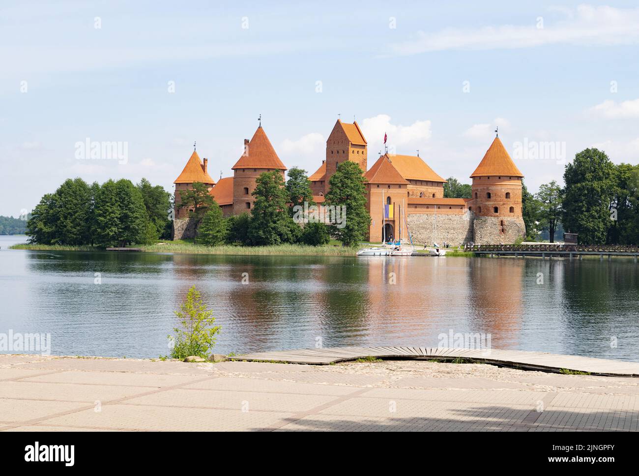 Litauen Reise; Trakai Schloss Litauen, auf der Insel Trakai, eine restaurierte mittelalterliche Burg aus dem 15.. Jahrhundert und Touristenattraktion Trakai, Litauen Europa Stockfoto