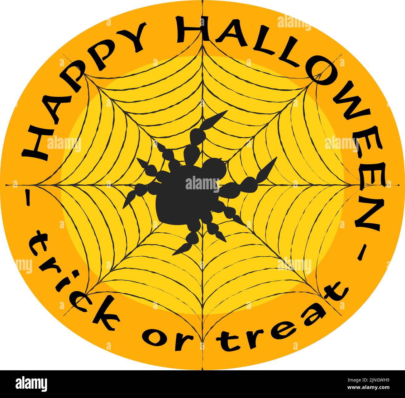 Halloween orange Symbol, große Spinne Netz und Spinne Illustration Vektor-Illustration Stock Vektor