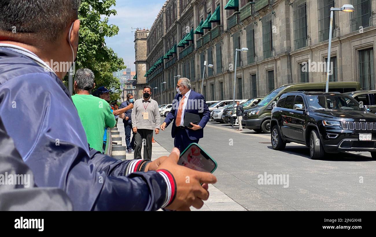 Mexiko-Stadt, Mexiko: Palacio Nacional 11. August 2022. Adán Augusto López, Secretario de Gobernación bei einem Treffen mit dem Präsidenten von Mexiko. Quelle: Andrea Quintero/Alamy Live News Stockfoto