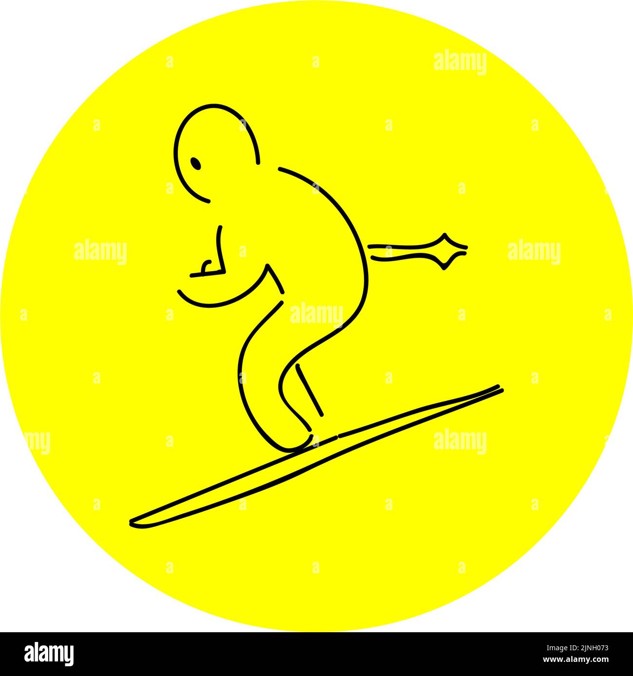 Handgeschriebene einfache Symbolillustration: Skifahrer Stock Vektor