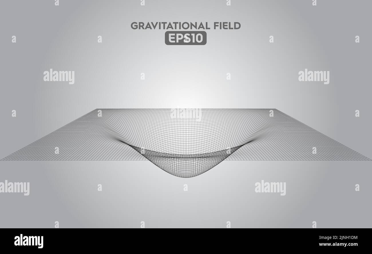 Vektordarstellung eines konzeptuellen Gravitationsfeldes mit Drahtgittermaschen. Vector kompatibel mit dem Dateiformat EPS10 Stock Vektor