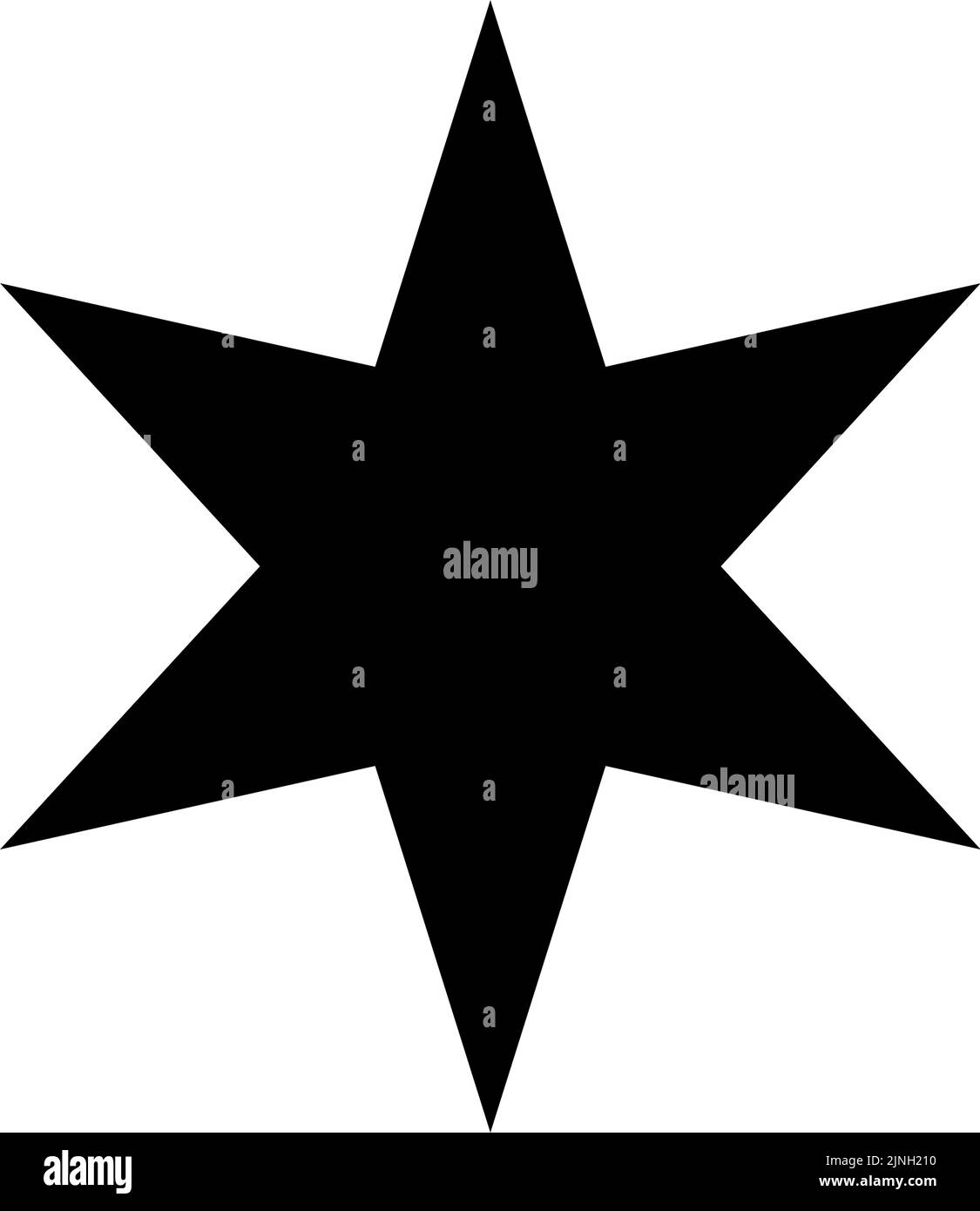Symbol mit sechs spitzen Sternen. Schwarze Form auf weißem Hintergrund. Stock Vektor