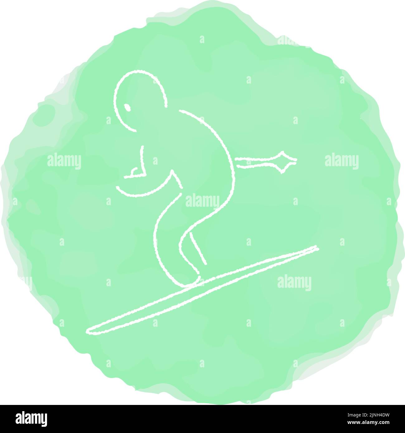 Handgeschriebene einfache Symbolillustration: Skifahrer Stock Vektor