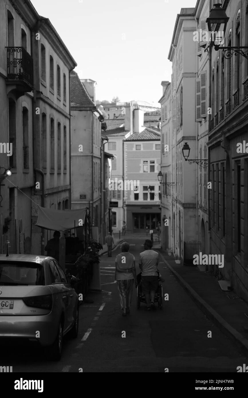 Rue Mercière. Cluny. Saône-et-Loire. Bourgogne. Frankreich. Europa. Stockfoto