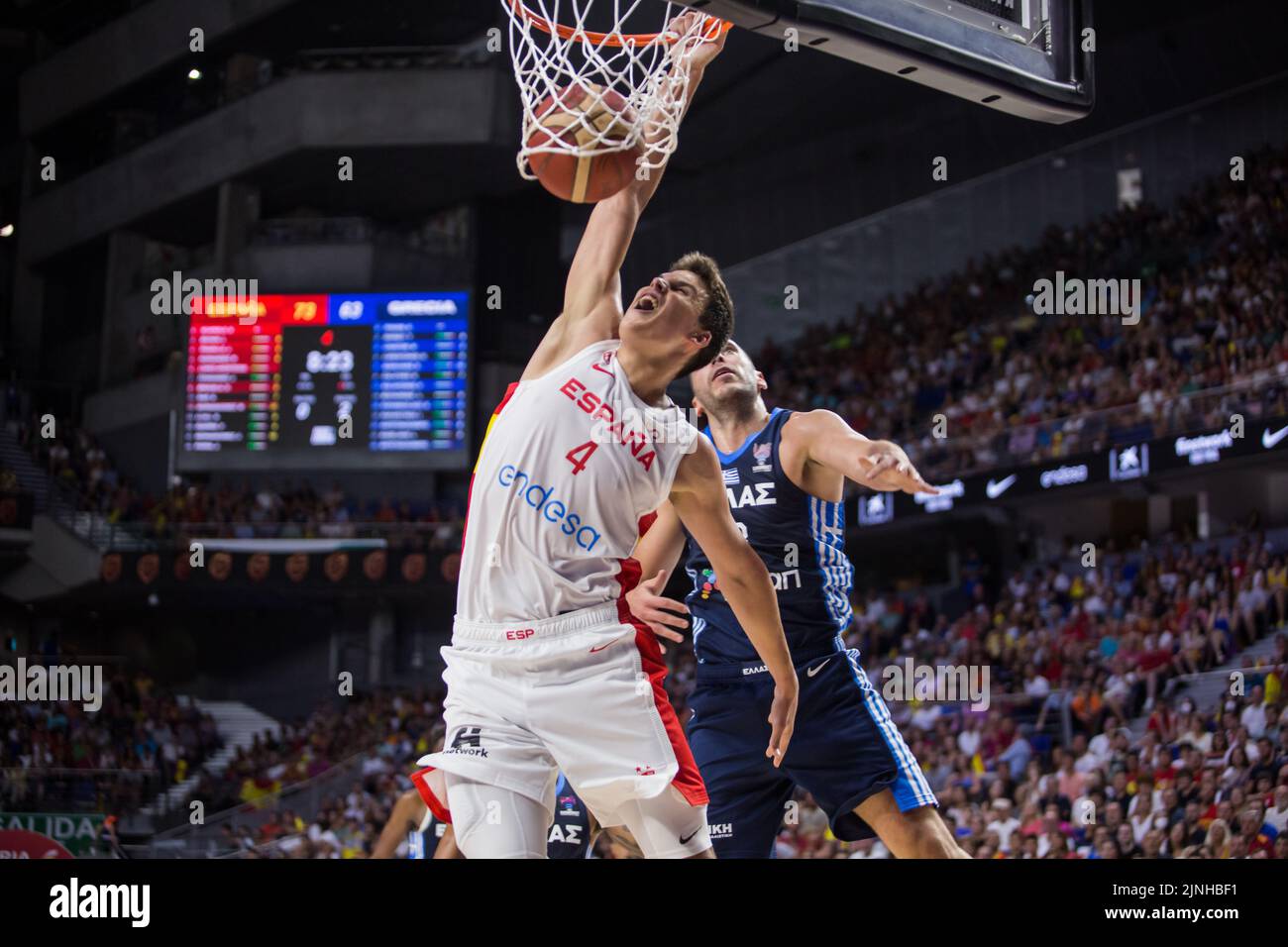 Madrid, Spanien. 11. August 2022. Jaime Pradilladuring Spanien gegen Griechenland Freundschaftsspiel zur Vorbereitung der Basketball-Europameisterschaft der Männer 2023 gefeiert im Wizink Center in Madrid (Spanien), 11. 2022. August. Spanien gewann 87 - 80 (Foto: Juan Carlos García Mate/Pacific Press) Quelle: Pacific Press Media Production Corp./Alamy Live News Stockfoto