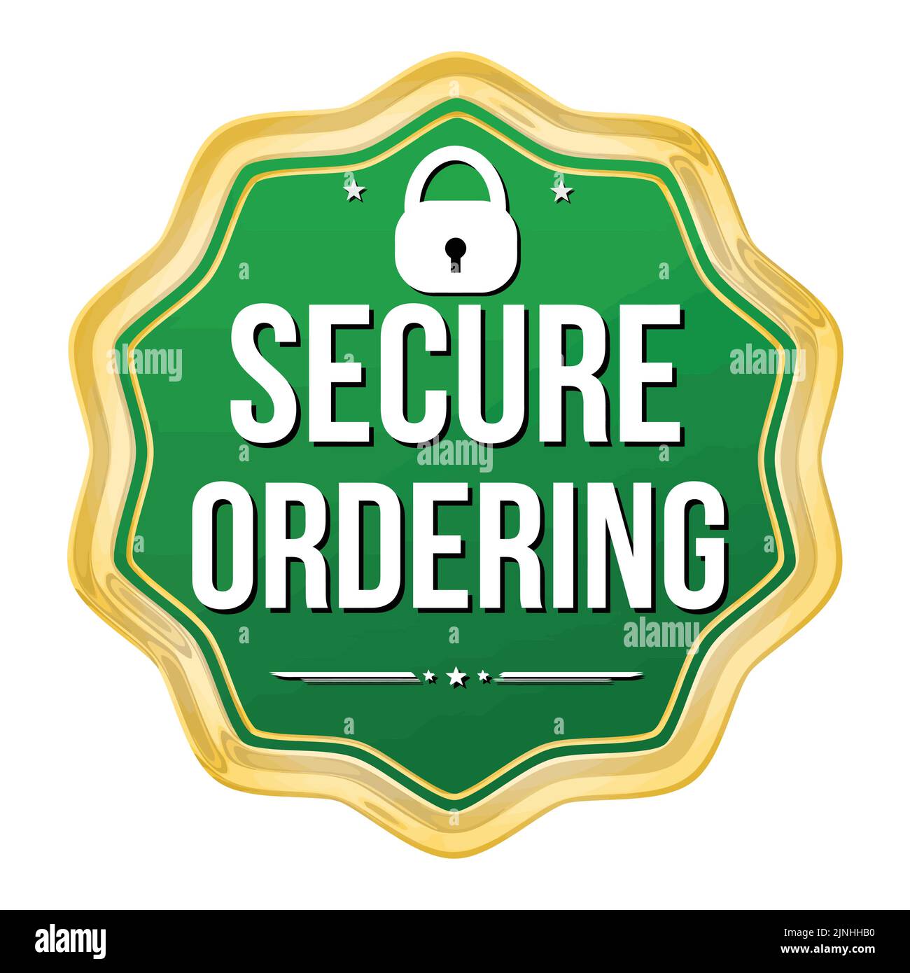 Sicheres Bestellabzeichen auf weißem Hintergrund, Vektorgrafik Stock Vektor