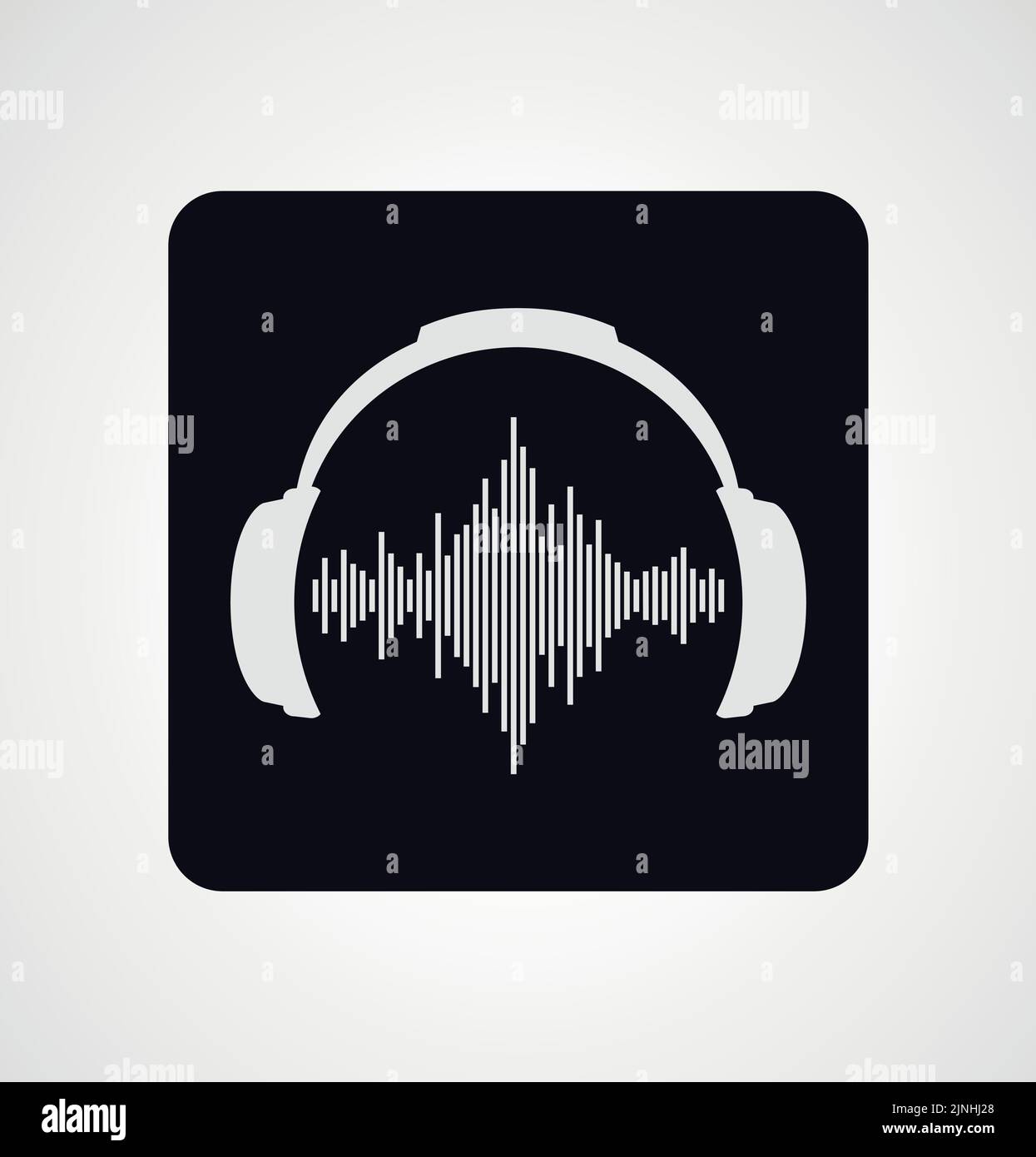 Kopfhörer-Symbol Mit Sound Waves Vector Flat Template. Stock Vektor