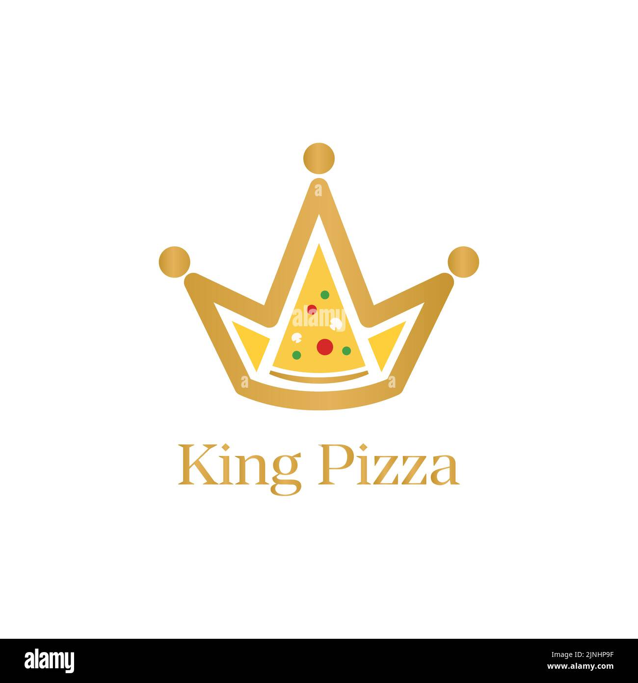 König Pizza Krone Logo Vektor-Konzept Stock Vektor
