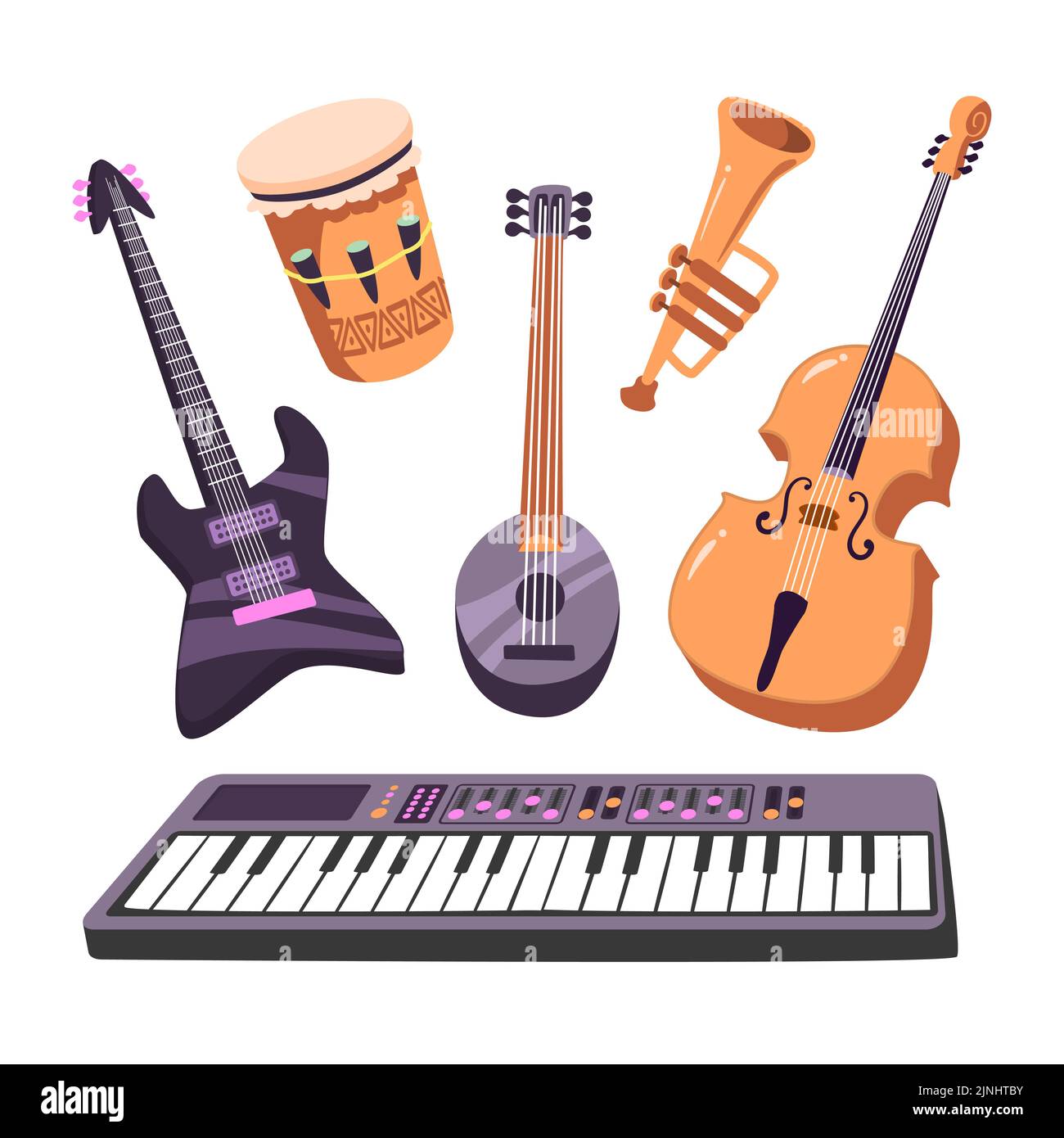 Musikinstrumente Element Set Vektor Illustration. Stock Vektor