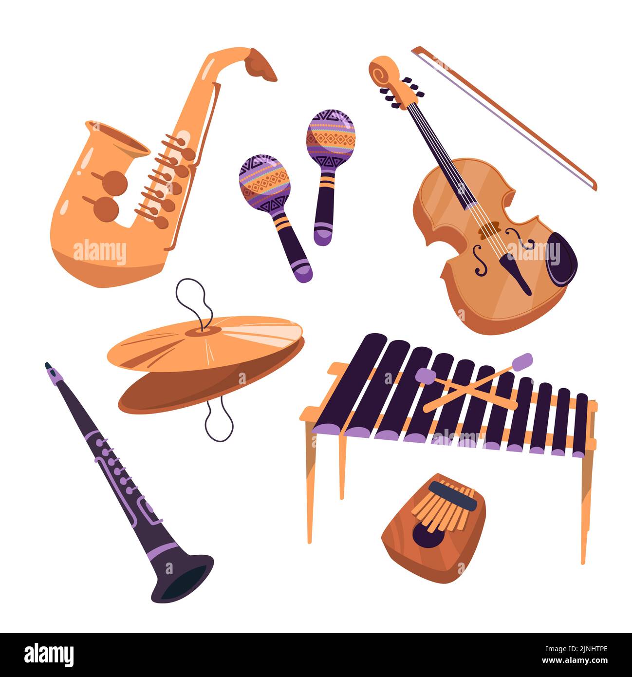 Musikinstrumente Element Set Vektor Illustration. Stock Vektor