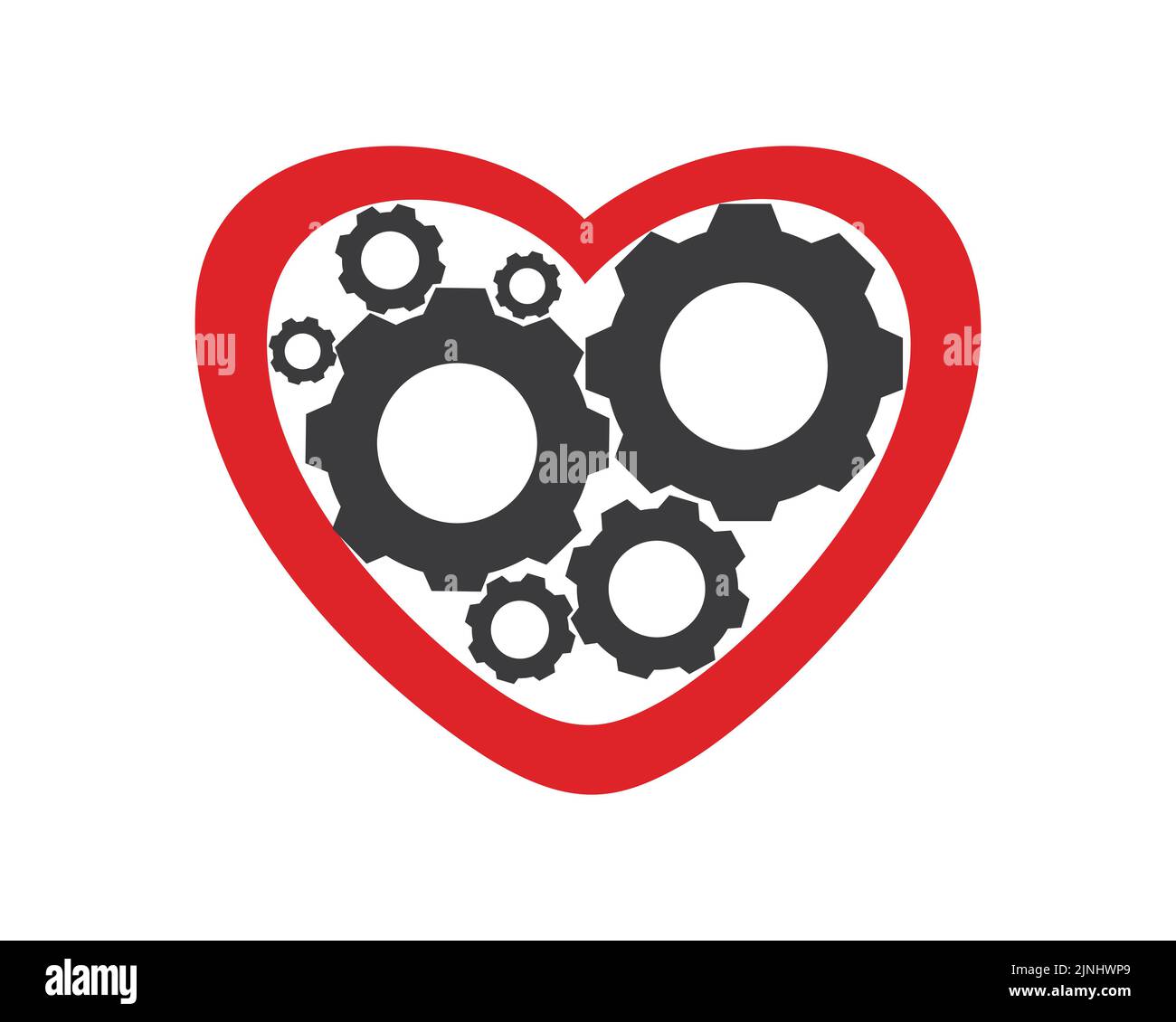 Liebe kombiniert mit Motor, Getriebe und Zahnrad Illustration Stock Vektor