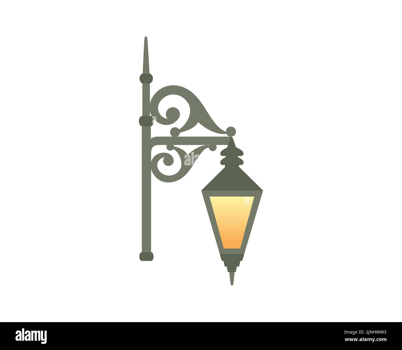 Abbildung der viktorianischen Straßenleuchte oder der viktorianischen Straßenlampe im oberen Teil Stock Vektor