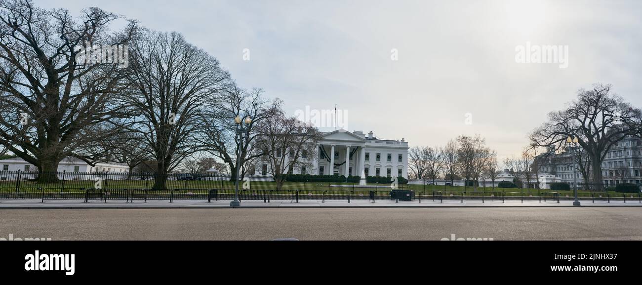 Die Heimat des Präsidenten Amerikas. Das Weiße Haus in Washington DC. Stockfoto