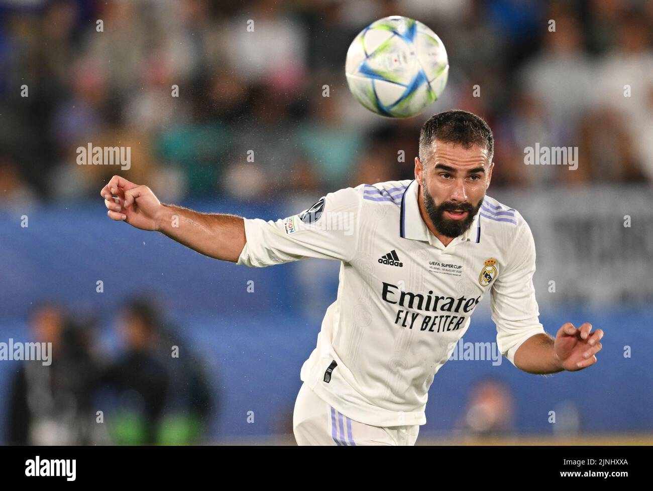 Helsinki, Finnland. 10. August 2022. Fußball: UEFA Super Cup, Real Madrid - Eintracht Frankfurt, Olympiastadion Helsinki. Der Madrider Dani Carvajal in Aktion. Kredit: Arne Dedert/dpa/Alamy Live Nachrichten Stockfoto