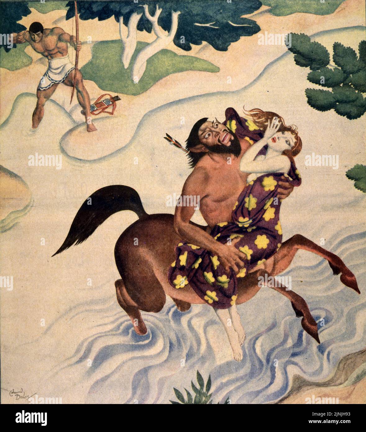„Hercules and Dejanira“, veröffentlicht am 29,1931. März in der American Weekly, gemalt von Edmund Dulac für die Serie „Love Stories The Ancients Glaubed in“. Stockfoto