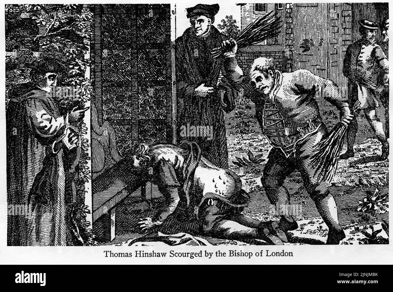 Stich von Thomas Hinshaw, der vom Bischof von London geißelt wurde Stockfoto