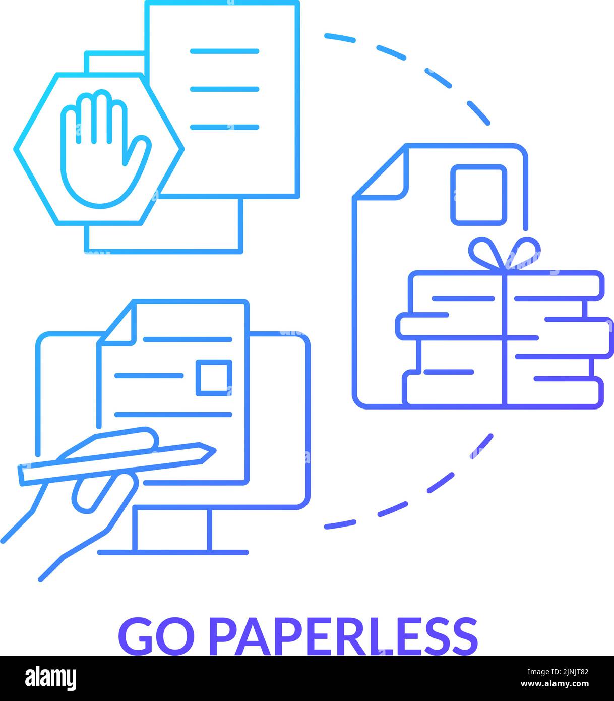 Symbol für papierloses blaues Farbverlauf Stock Vektor