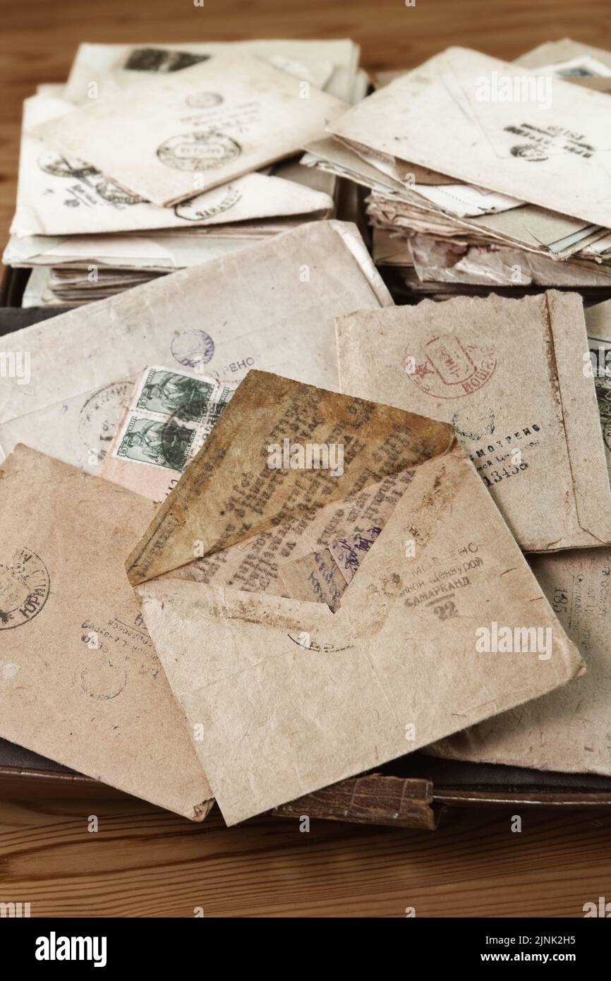 Postbriefe aus der Evakuierung in der Zeit des Zweiten Weltkriegs Stockfoto